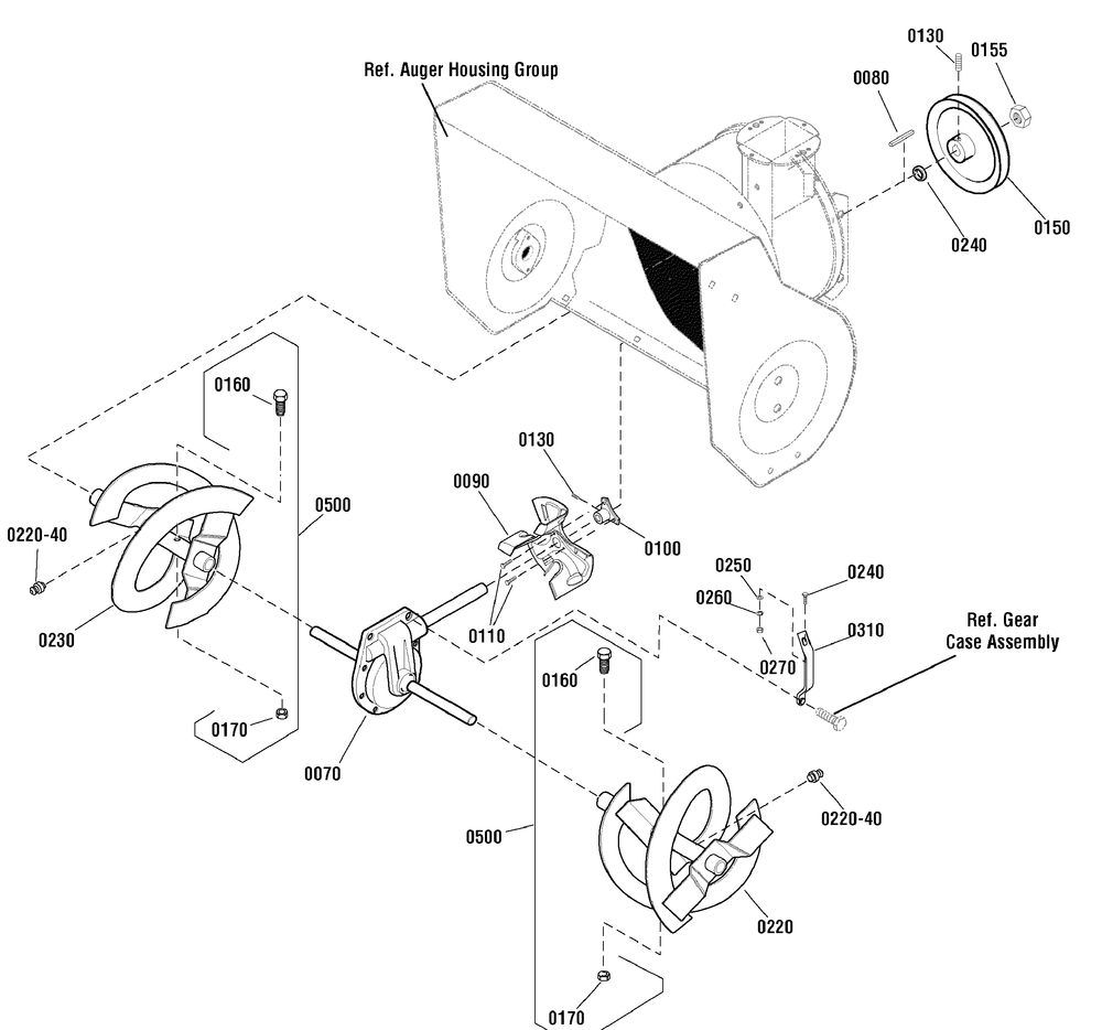 Auger Drive Group Diagram and Parts List for 1696406-00-18-2847-34 2013 Briggs and Stratton Snow Blower